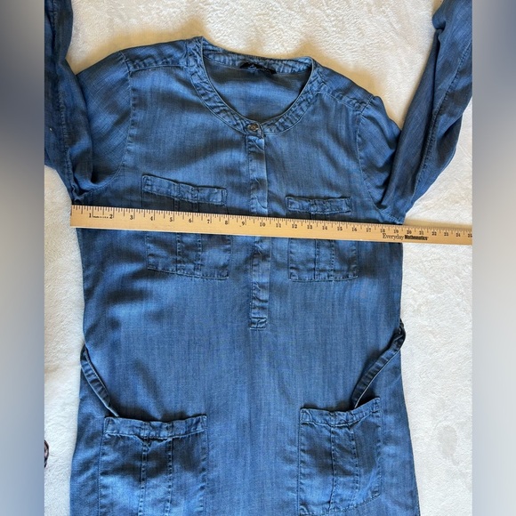 Banana Republic Indigo Blue Chambray Tunic Dress Long Sleeve Size 8 - Picture 8 of 13